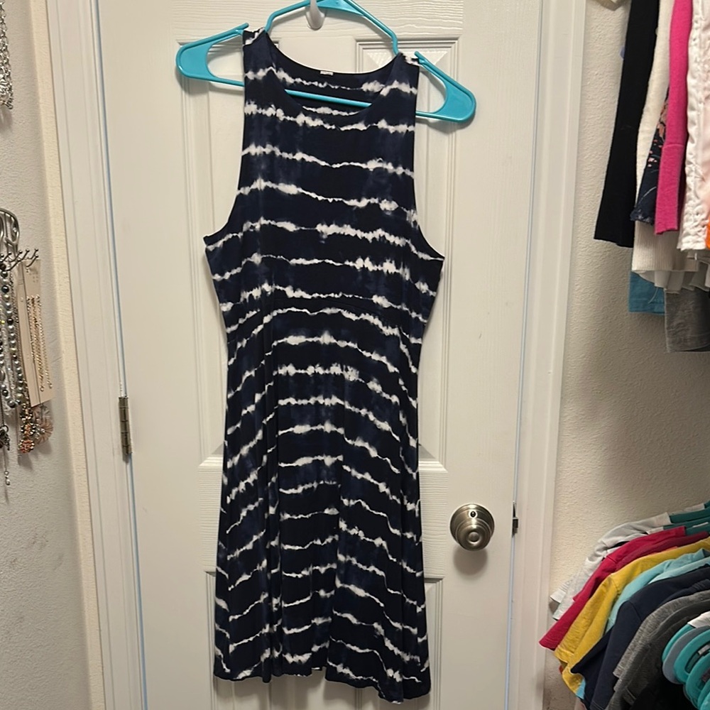 Navy Tie-Dye Sleeveless Dress